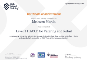 Level 2 HACCP for Catering and Retail